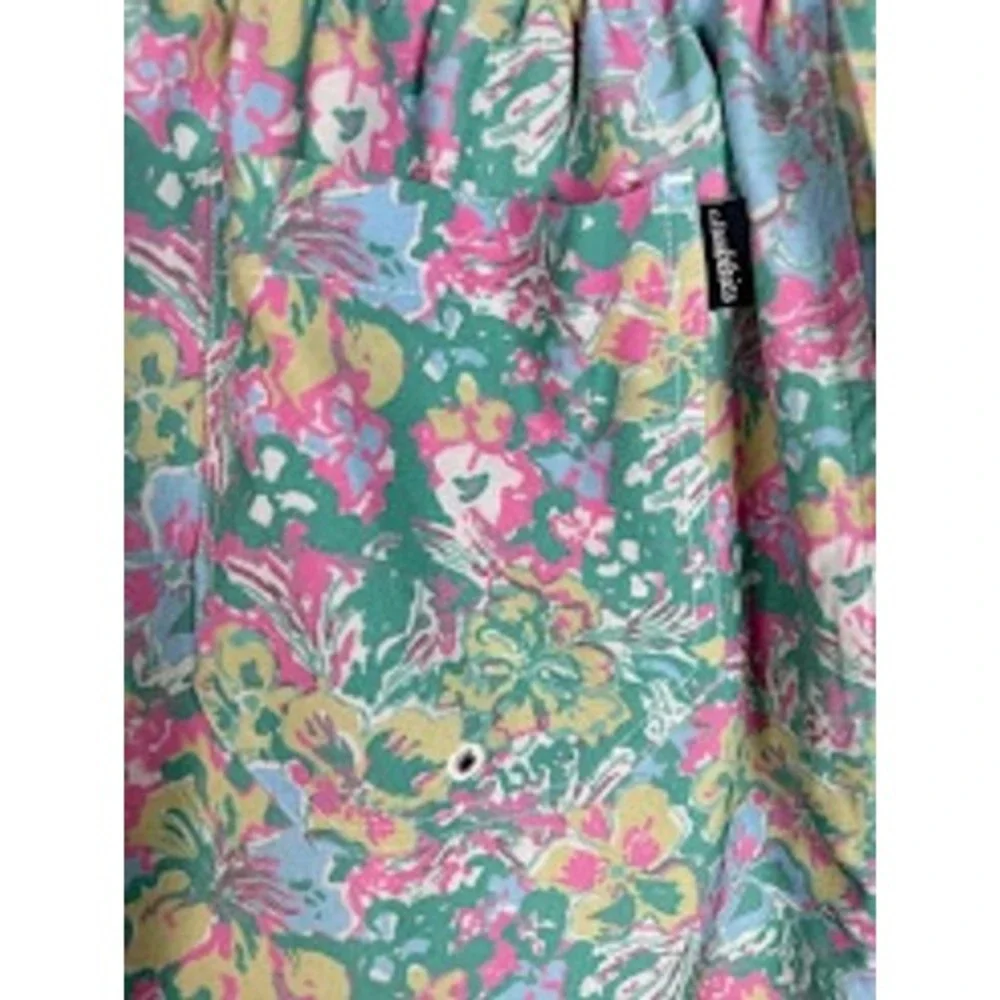 Chubbies Mens Medium Floral Swim Trunks Teal Pink Yellow Mesh Lined 5.5 Inseam